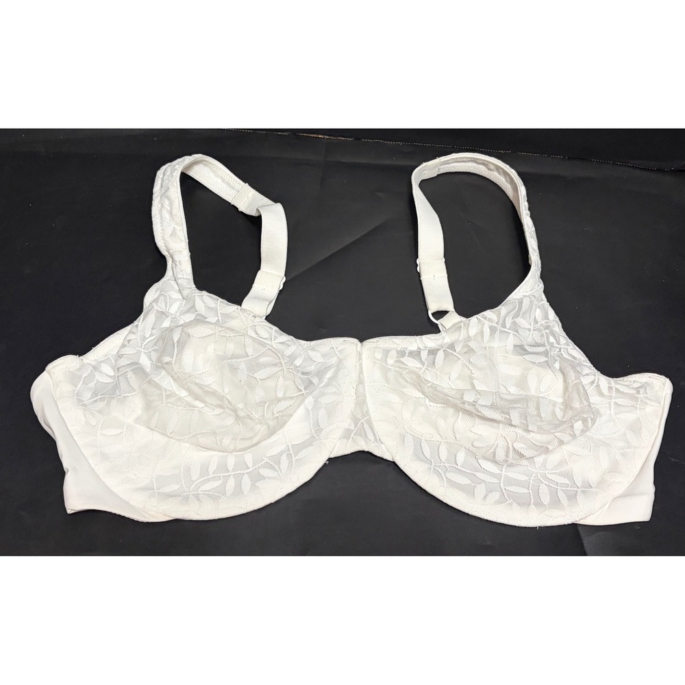 Olga by Warner's White Leaf Lace Underwire Bra 42DD Full Coverage 35519